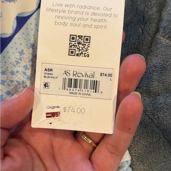 Altar'd State Blue and Cream Patchwork Quilt - Picture 3 of 3